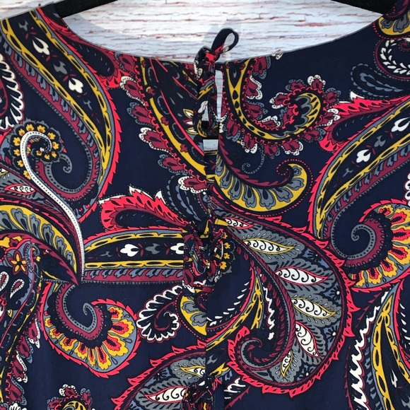 Banana Republic Paisley Ruffle Sleeve Dress Size 8 - Picture 3 of 9